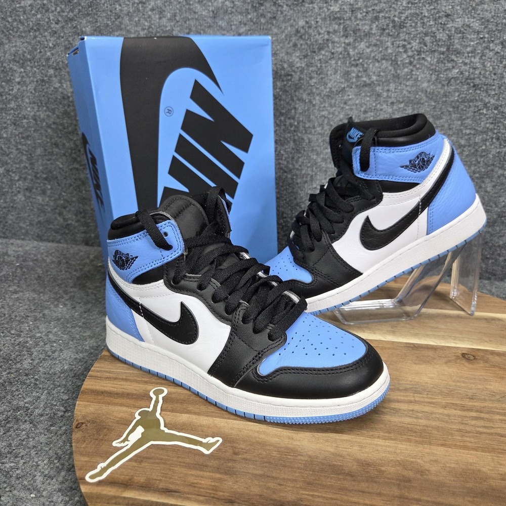 Nike Air Jordan 1 Retro High OG Shoes Youth Size 5Y UNC Toe Blue FD1437-400